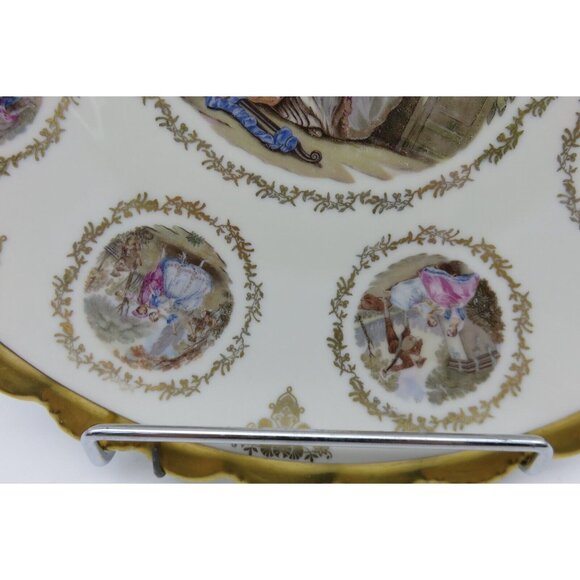 Vintage Steinberger Austria Ceramic Plate With Gold Trim and Romantic Scenes - Picture 6 of 10